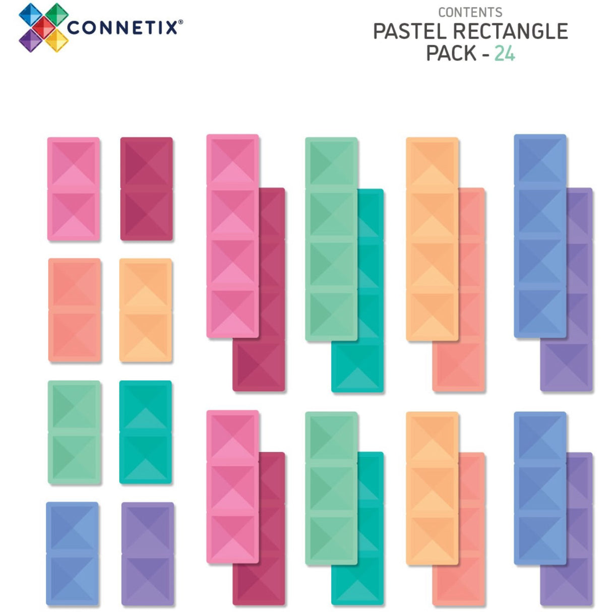Connetix Pastel Rectangle Pak 24 Styks