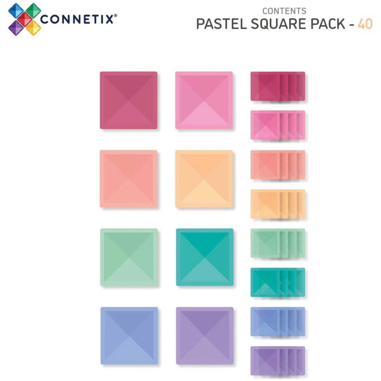 Connetix Pastel Square Pak 40 Styks