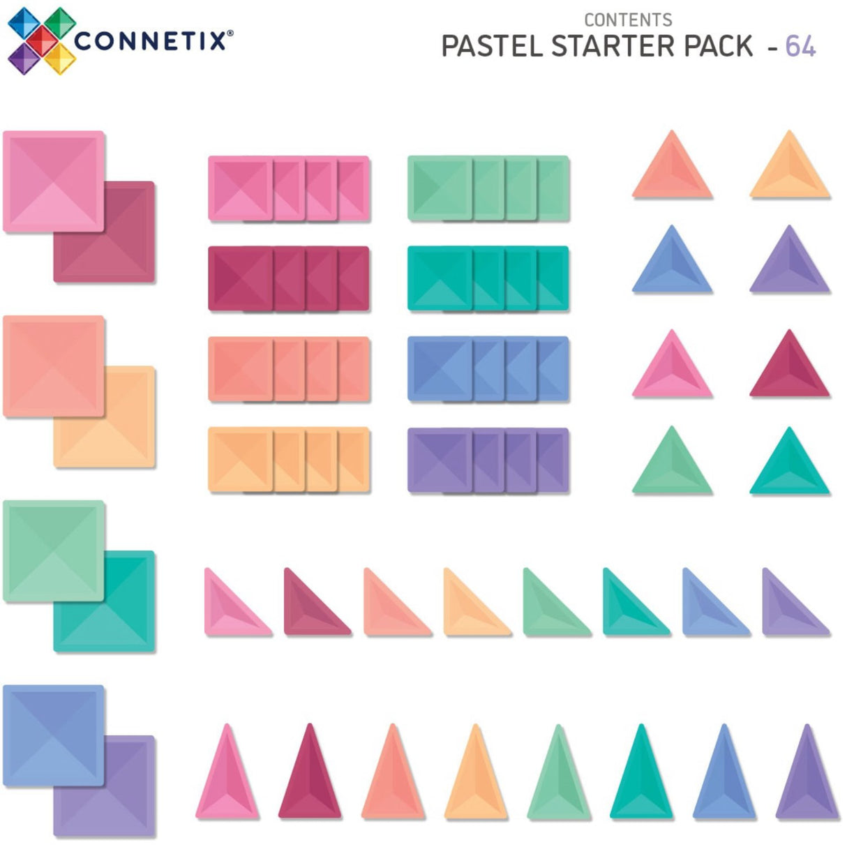 Connetix Pastel Starter Pak 64 Styks