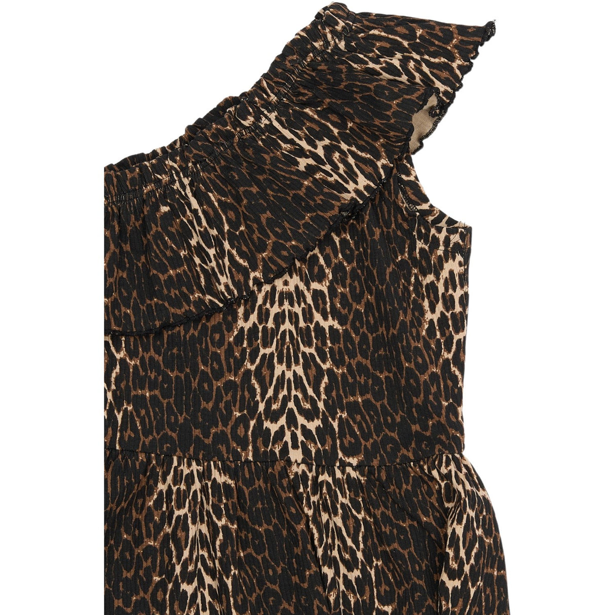 The New Oxford Tan AOP Ellen Rib Kjole