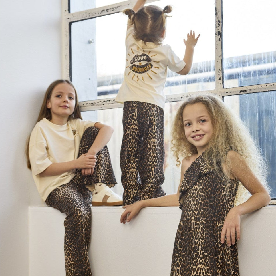 The New Oxford Tan AOP Ellen Wide Rib Bukser