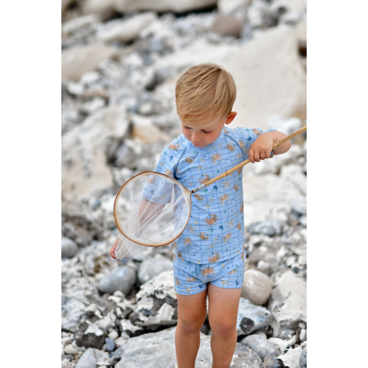 Mikk-Line Faded Denim AOP UV Badetrøje Recycled