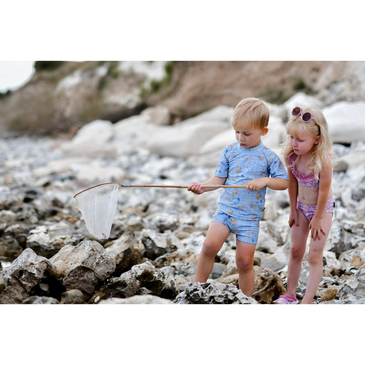 Mikk-Line Faded Denim AOP UV Badetrøje Recycled