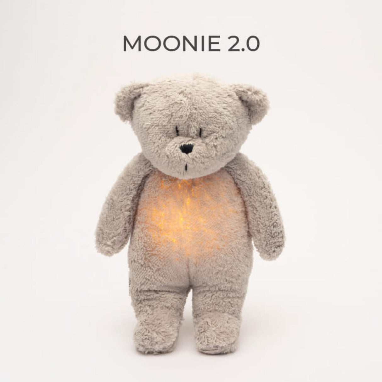 Moonie Gray 2.0 Organic Humming Bjørn Med White Noise og en Lampe