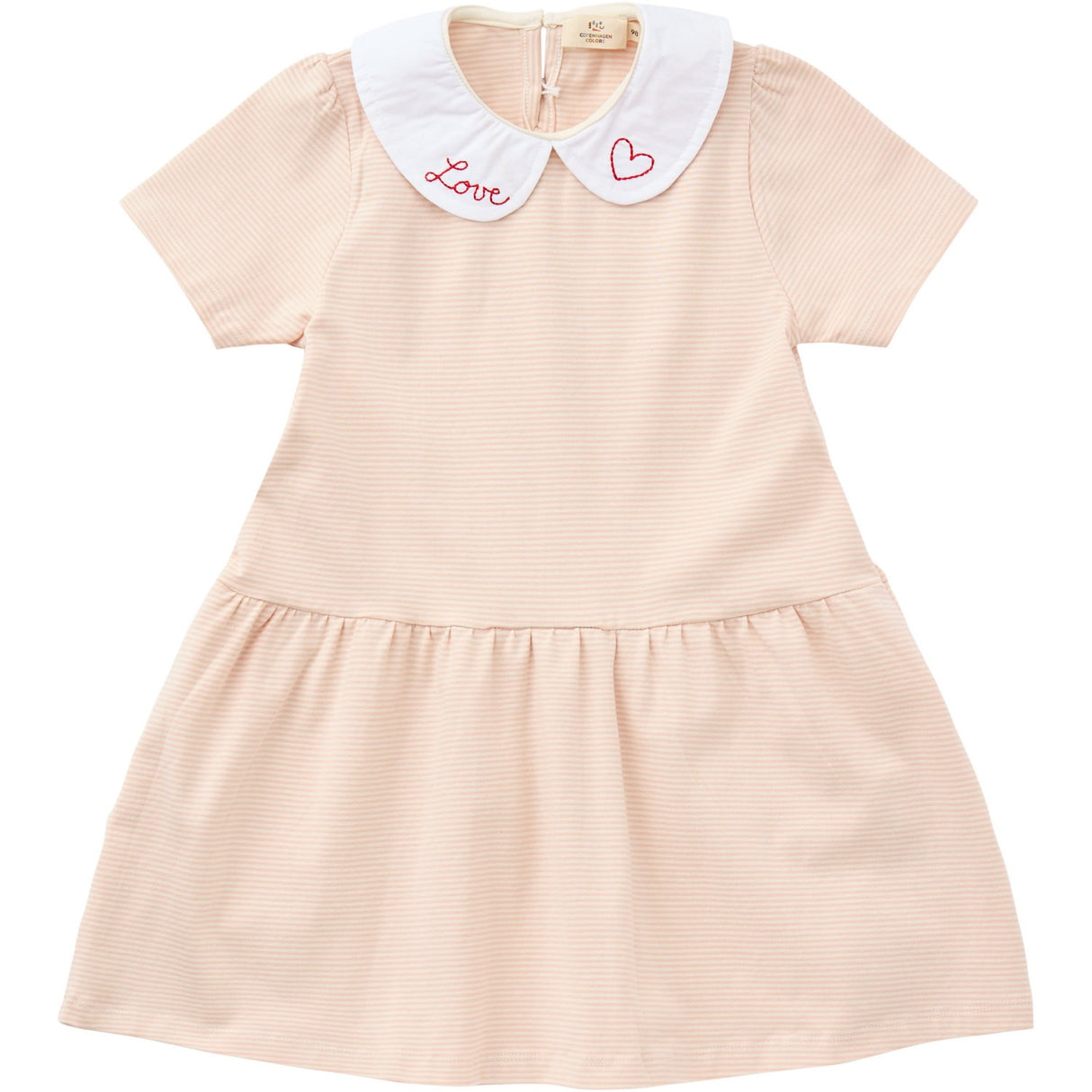 COPENHAGEN COLORS Dusty Rose/Cream Stripe Striped Kjole m. Poplin Krave