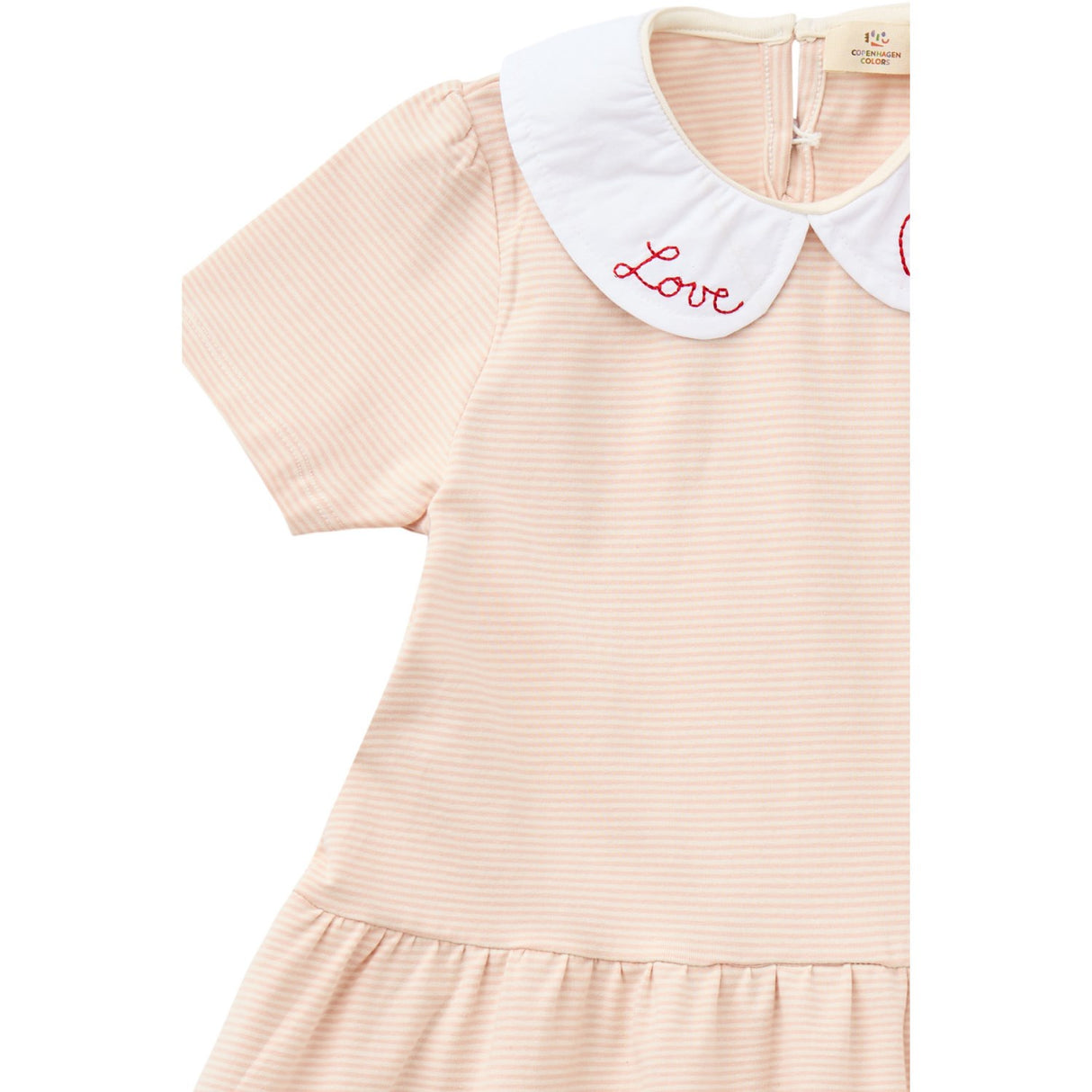 COPENHAGEN COLORS Dusty Rose/Cream Stripe Striped Kjole m. Poplin Krave