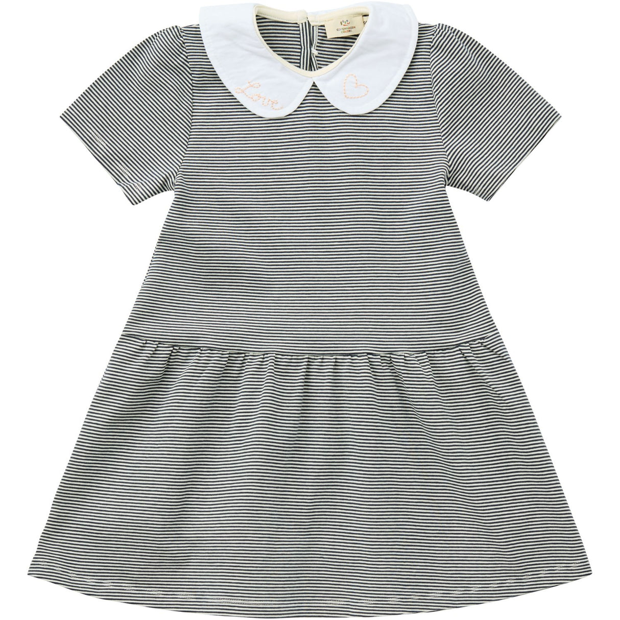 COPENHAGEN COLORS Navy/Cream Stripe Striped Kjole m. Poplin Krave