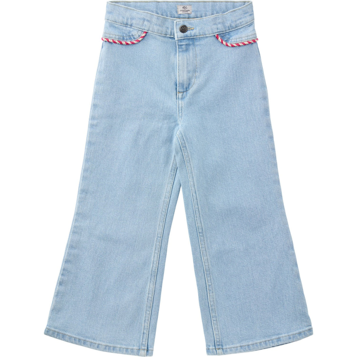 COPENHAGEN COLORS Lt Blue Indigo Washed Organic Denim Bukser Wide Leg W Rope Deco