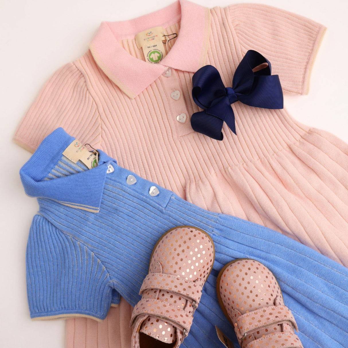 COPENHAGEN COLORS Ballerina/Cream Comb. Rib Polo Strikkjole