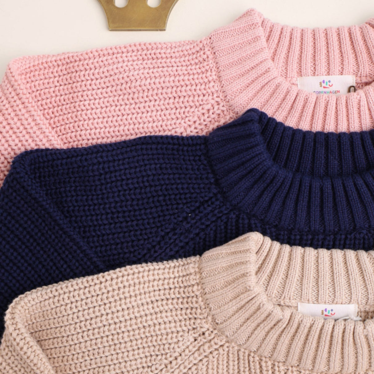 COPENHAGEN COLORS Navy Strikket Classic Rib Bluse