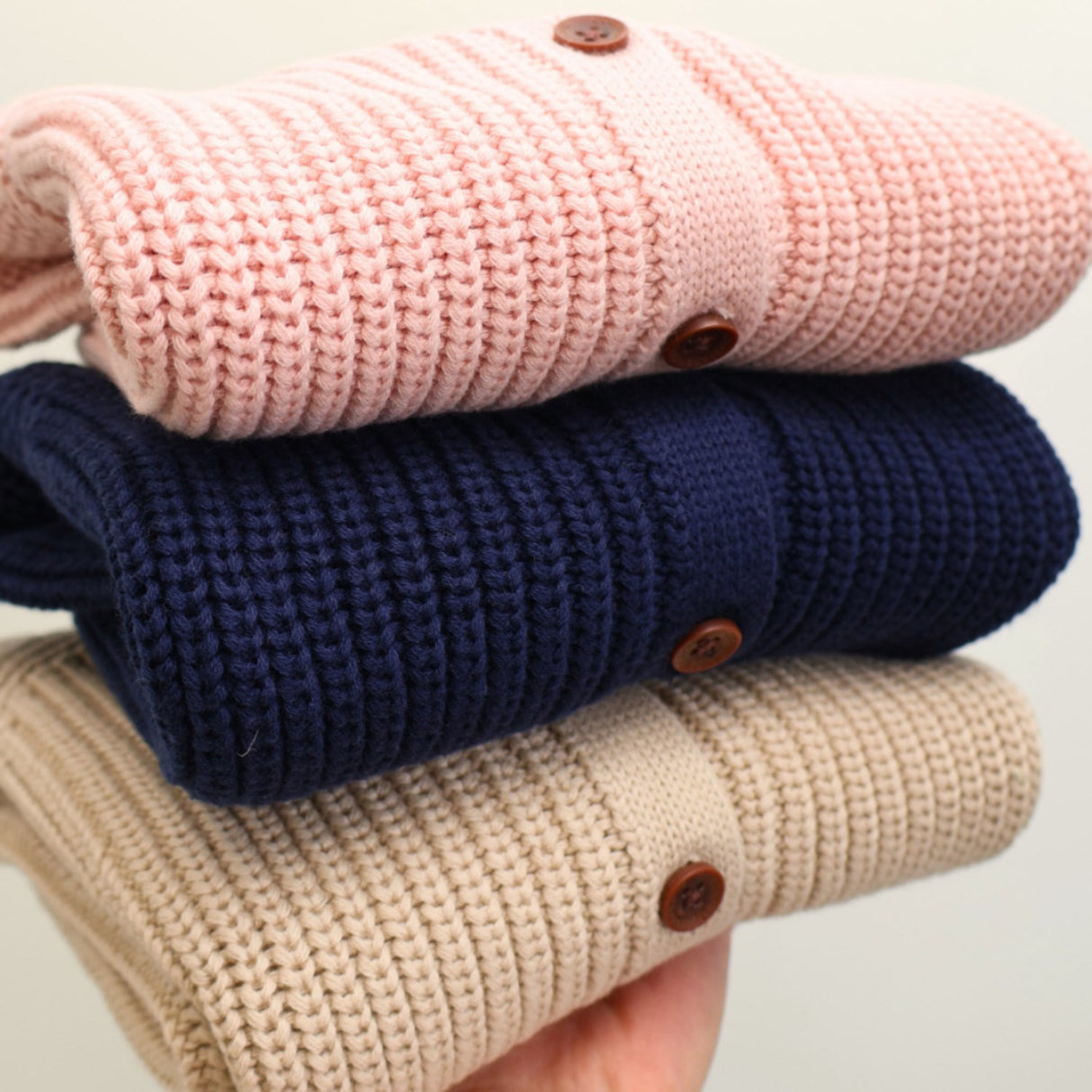 COPENHAGEN COLORS Navy Strikket Classic Rib Cardigan