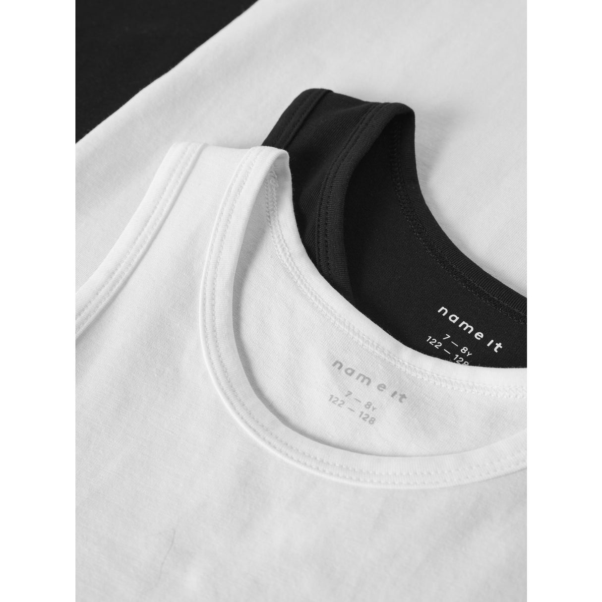 Name It Black Tank Top 4-Pak Black White Solid Noos