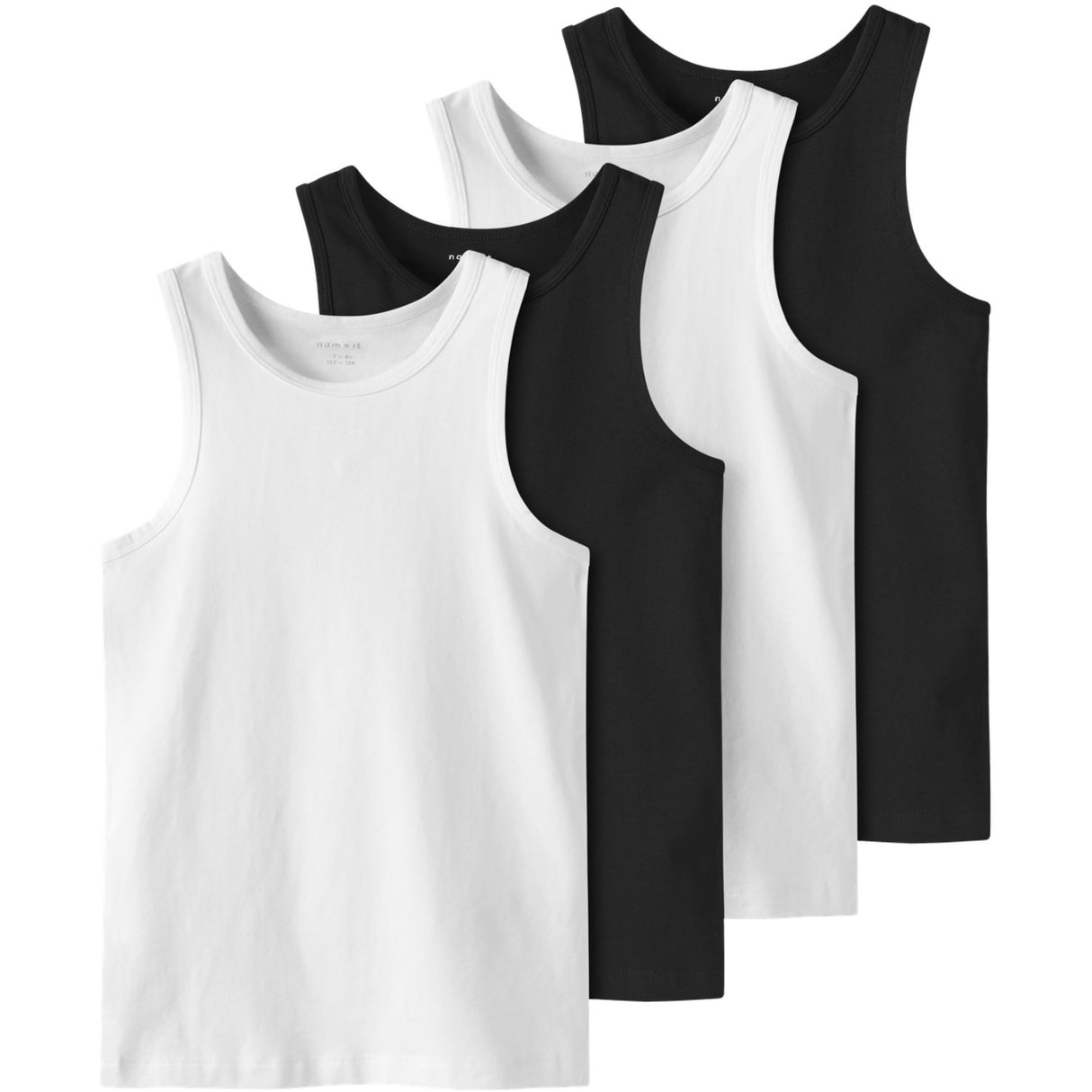 Name It Black Tank Top 4-Pak Black White Solid Noos