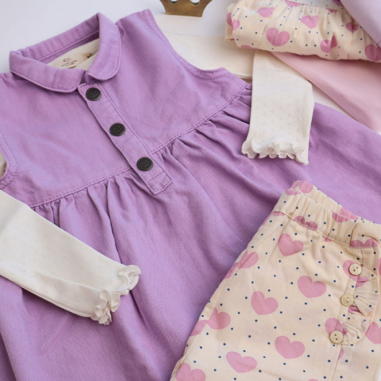 COPENHAGEN COLORS Lavender Organic Twill Kjole m. Krave