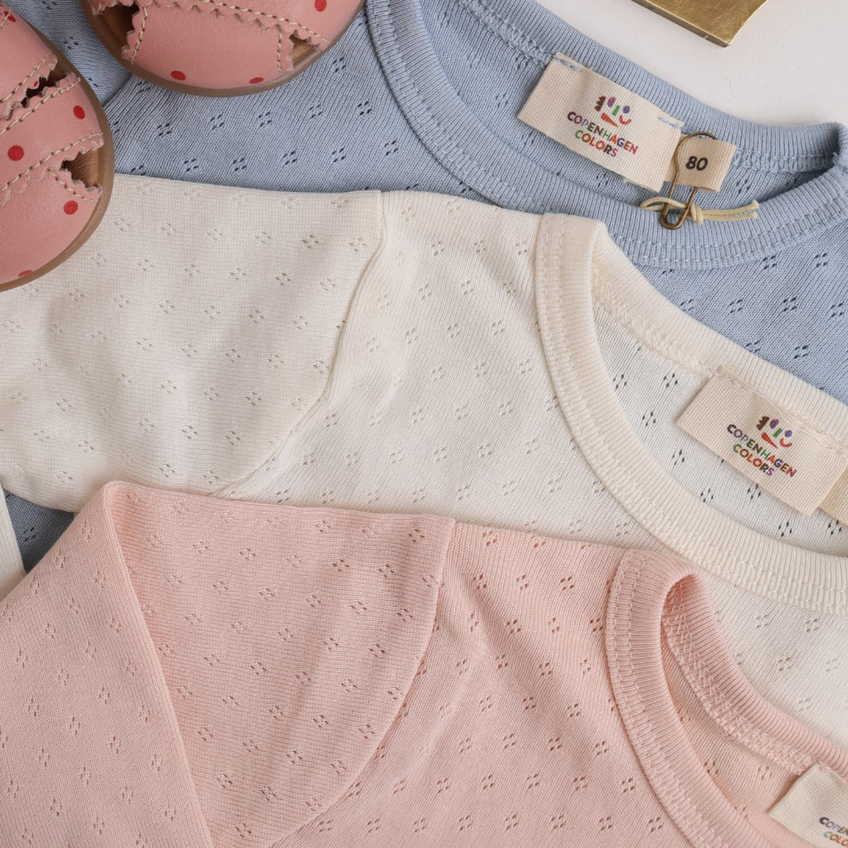 COPENHAGEN COLORS Cream Summer Pointelle Ls Bluse