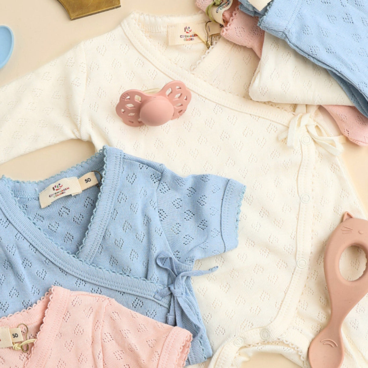 COPENHAGEN COLORS Cream Pointelle Cross-Over Heldragt