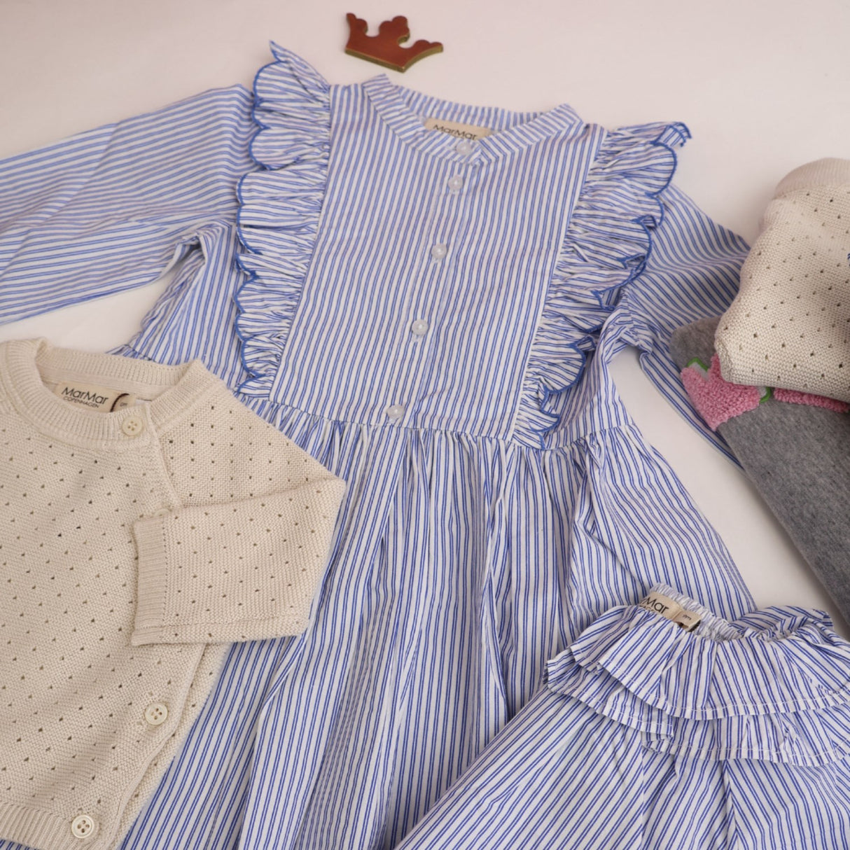 MarMar Poplin Bolich Blue Strips Deidra LS Kjole