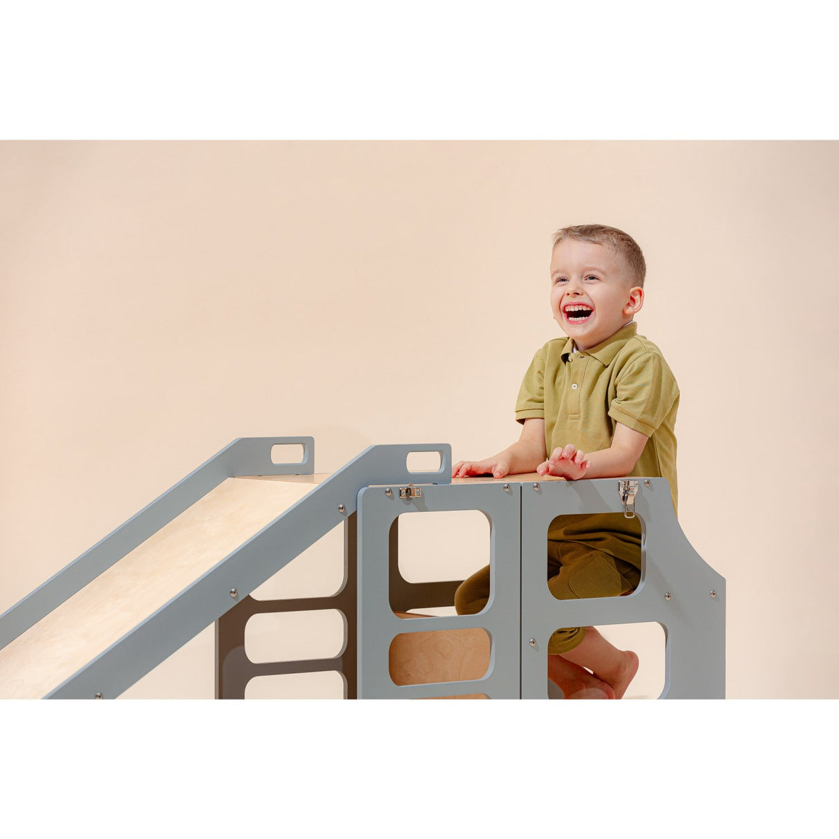 Duck Woodworks Læringstårn m. Rutsjebane Grey