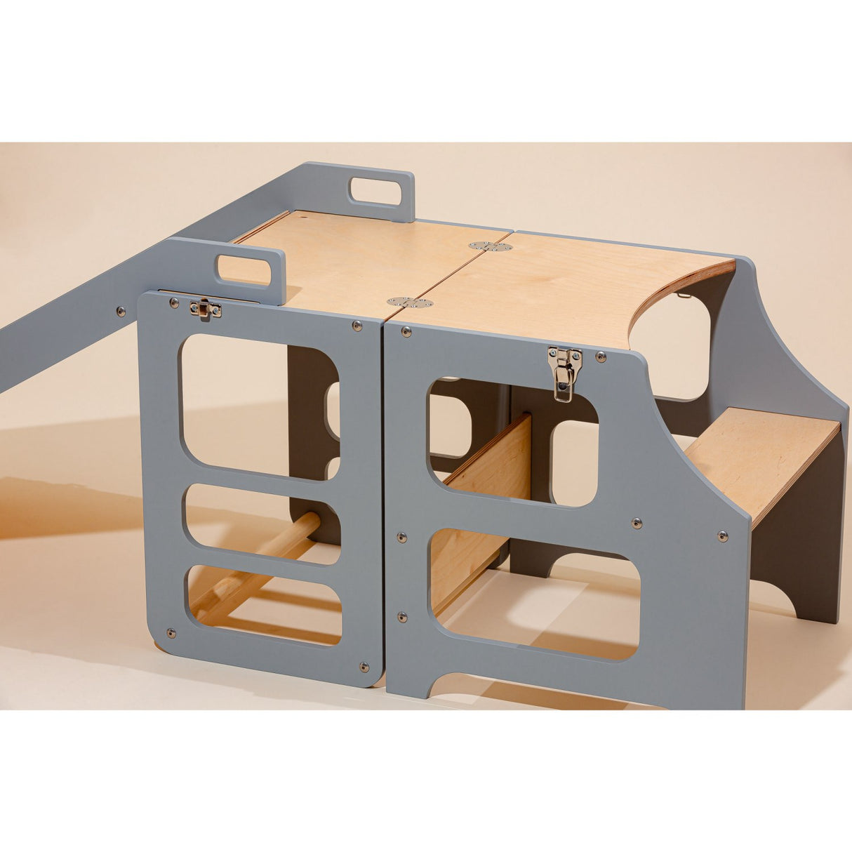 Duck Woodworks Læringstårn m. Rutsjebane Grey