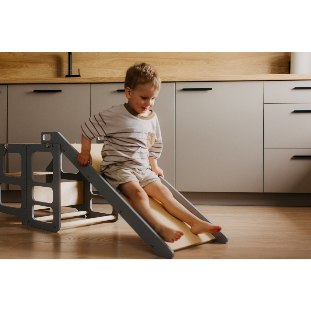 Duck Woodworks Læringstårn m. Rutsjebane Grey