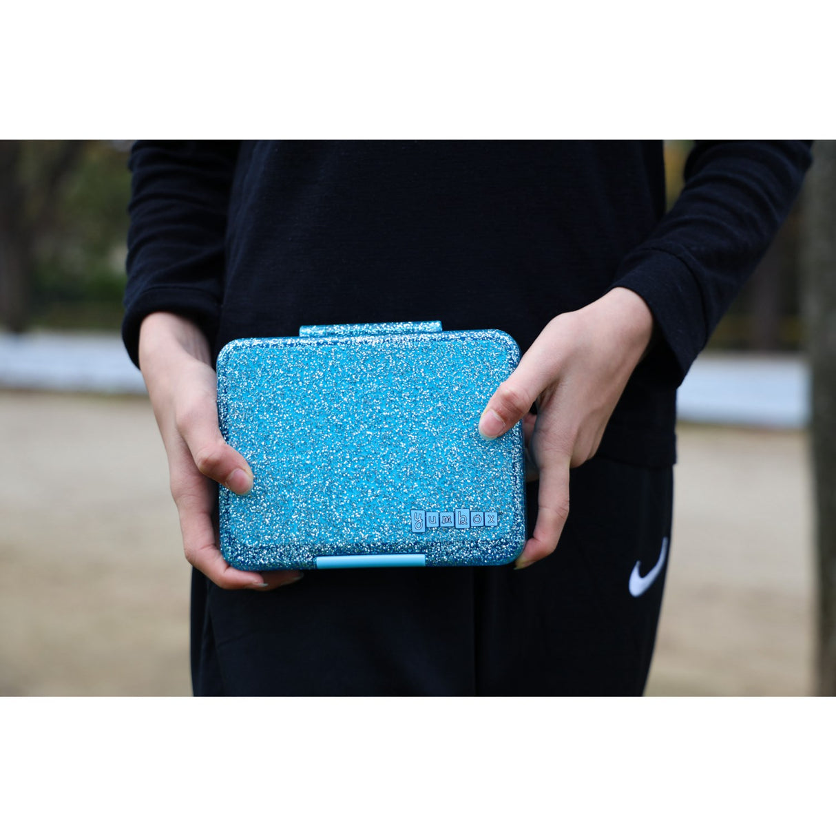 Yumbox Twinkle Aqua Glitter / Clear Blue Tray Snack Size Small Bento Madkasse
