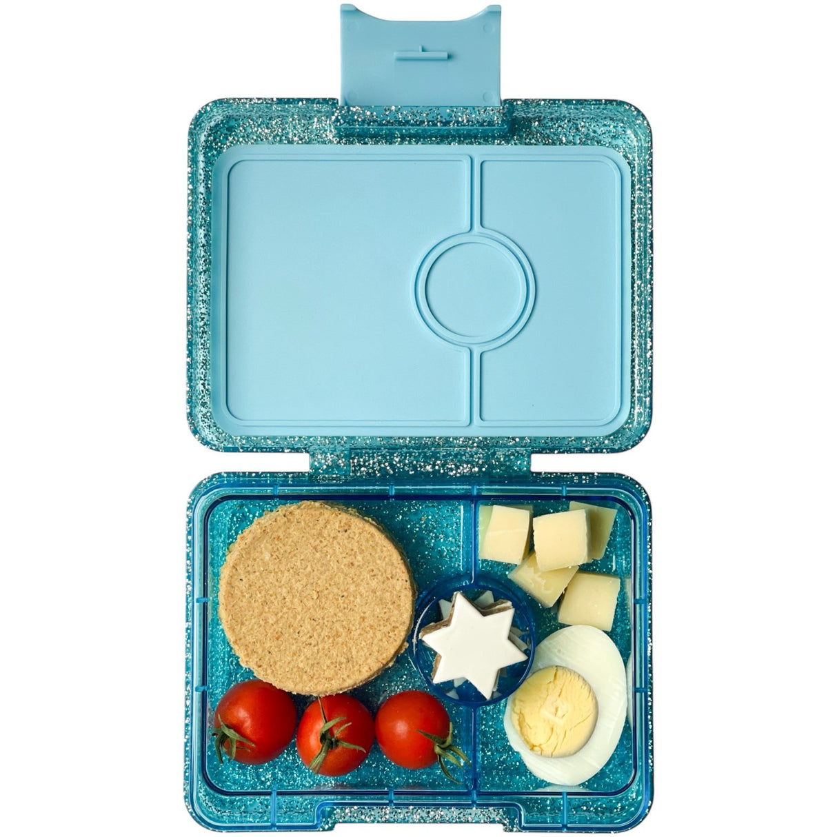 Yumbox Twinkle Aqua Glitter / Clear Blue Tray Snack Size Small Bento Madkasse