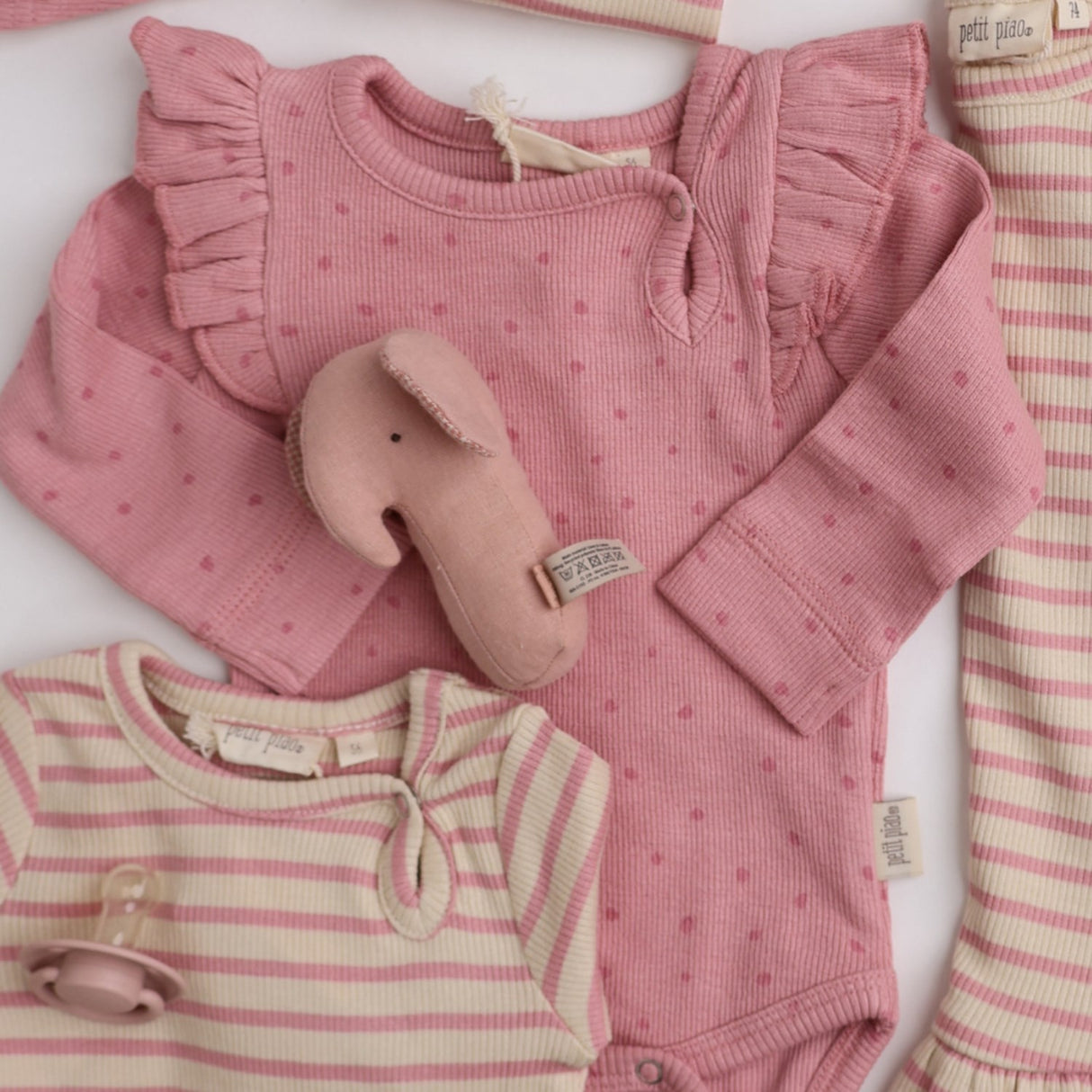 Petit Piao Bright Rose Body L/S Flæse Modal Dot