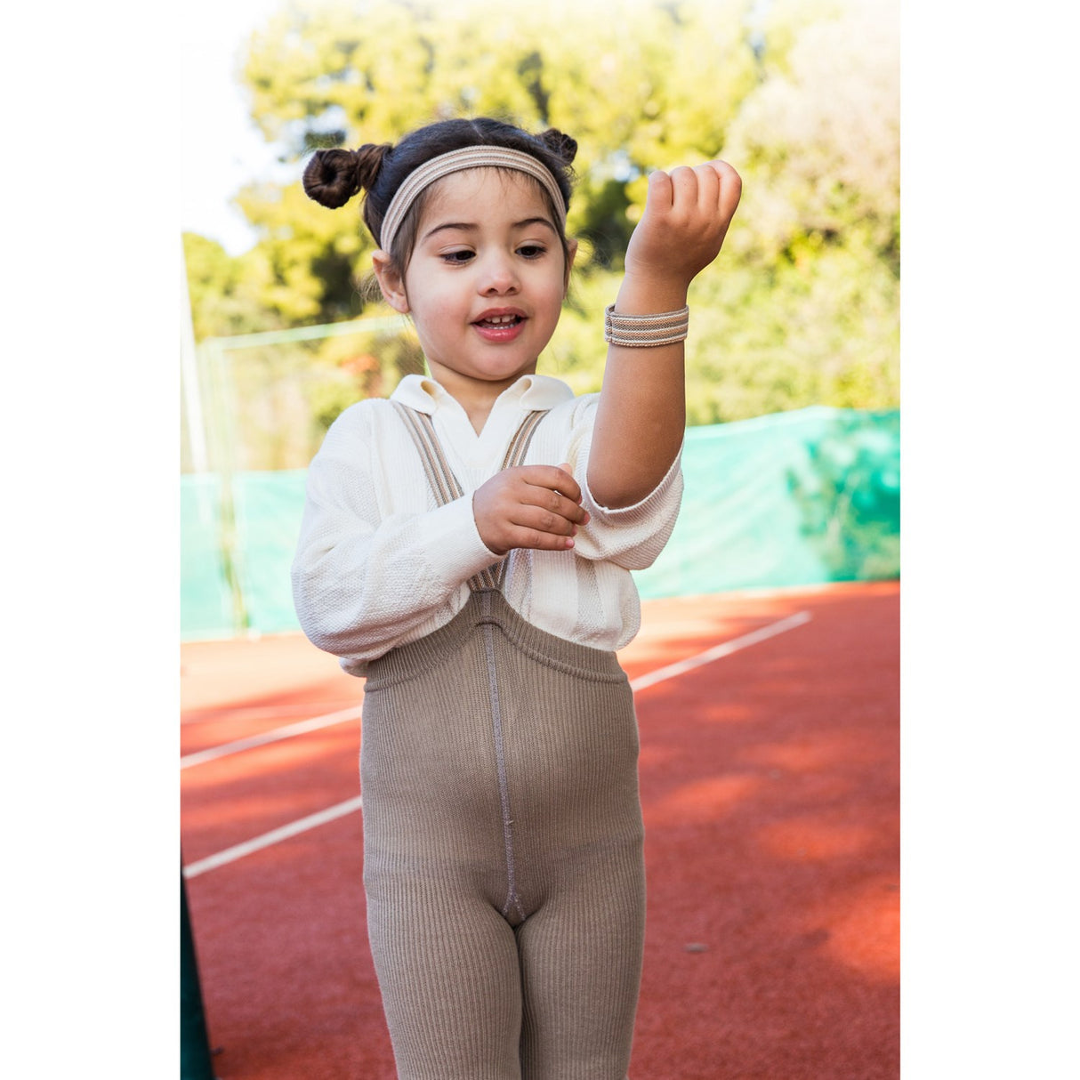 Silly Silas Oyster Grey Striped Footless Tights