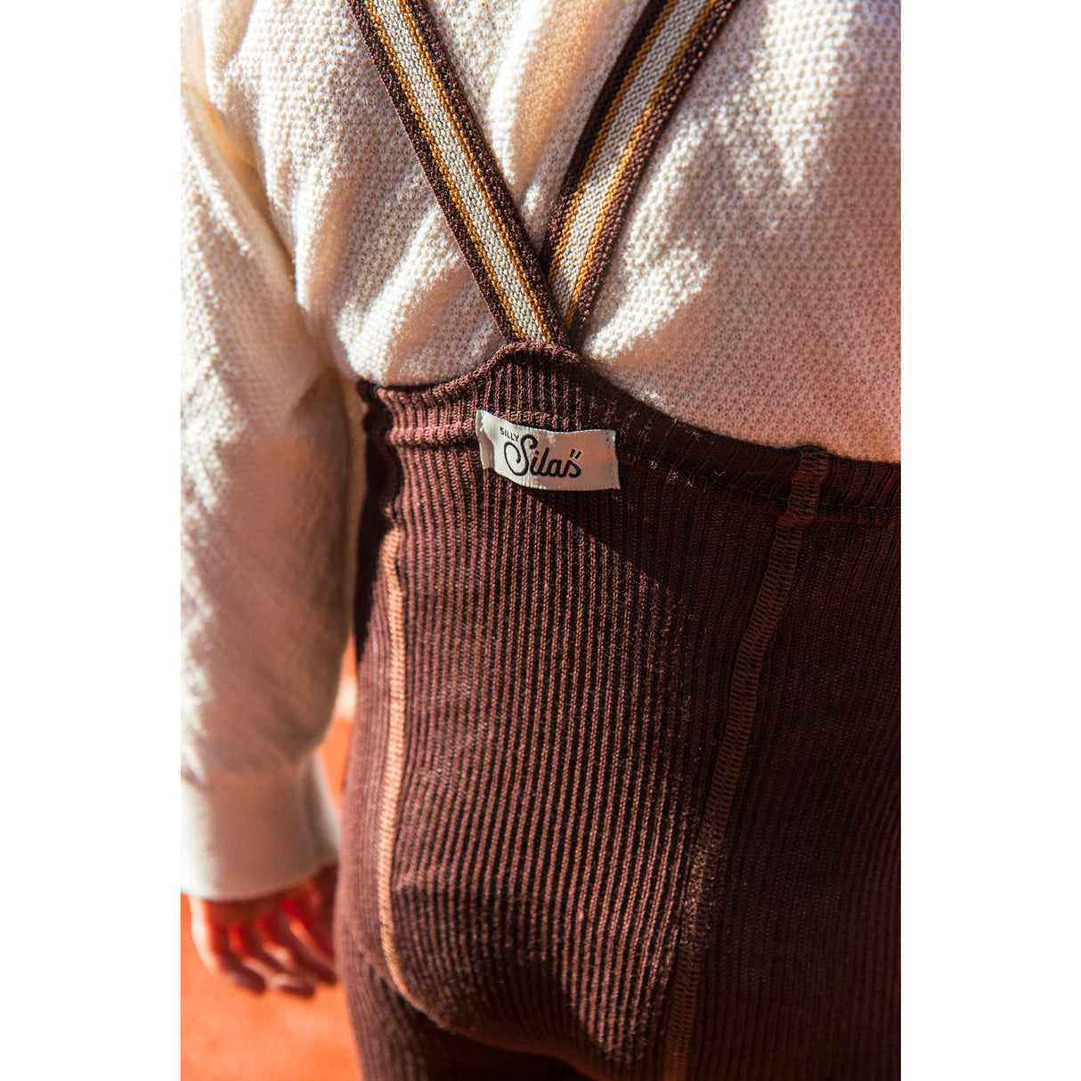 Silly Silas Chocolate Brown Striped Footless Strømpebukser