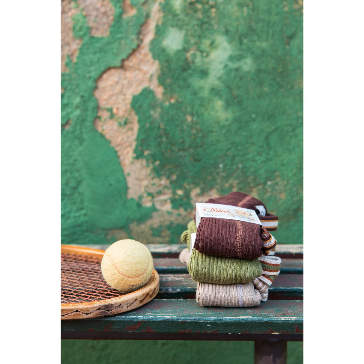 Silly Silas Olive Striped Footless Tights