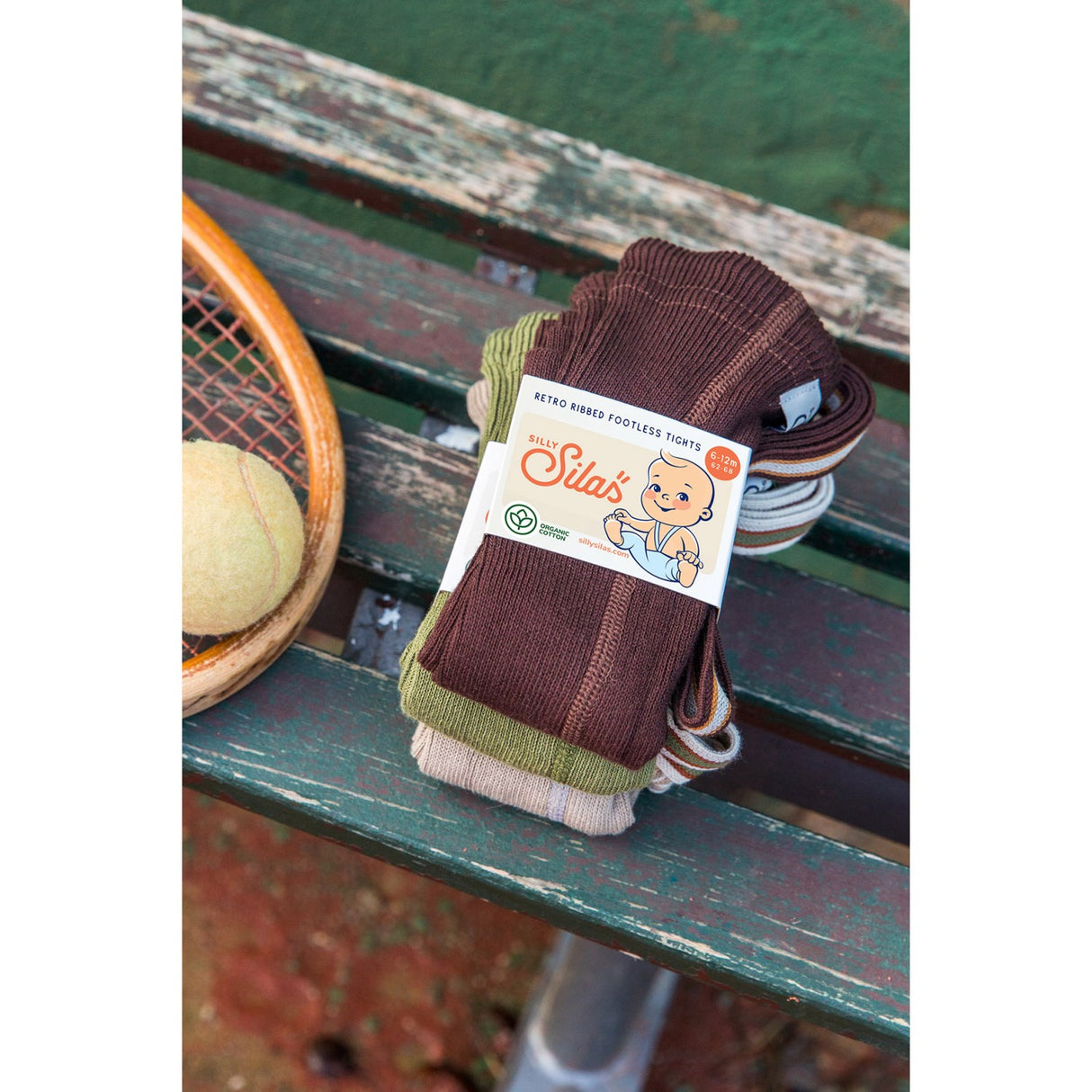 Silly Silas Chocolate Brown Striped Footless Strømpebukser