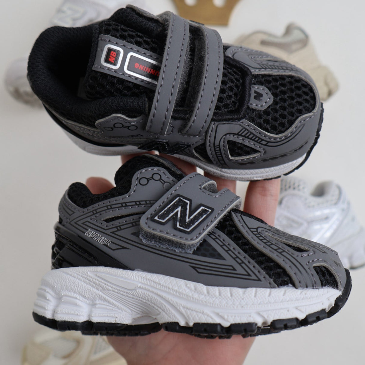 New Balance Black 1906 Kids Hook & Loop