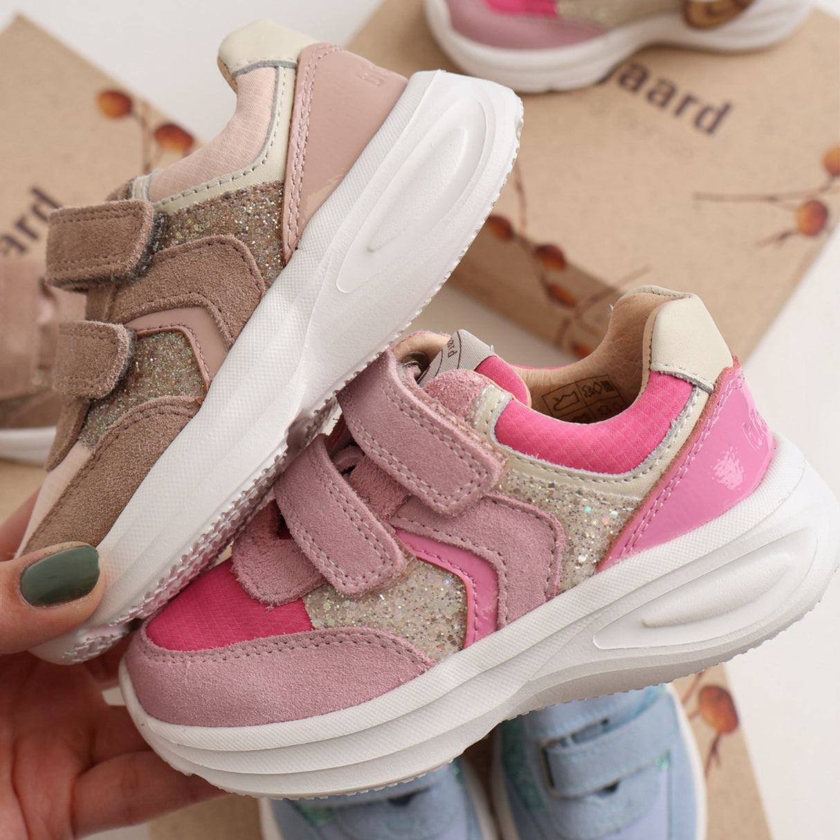 Bisgaard Blush Glitter Yuki Glitter Velcro Sko