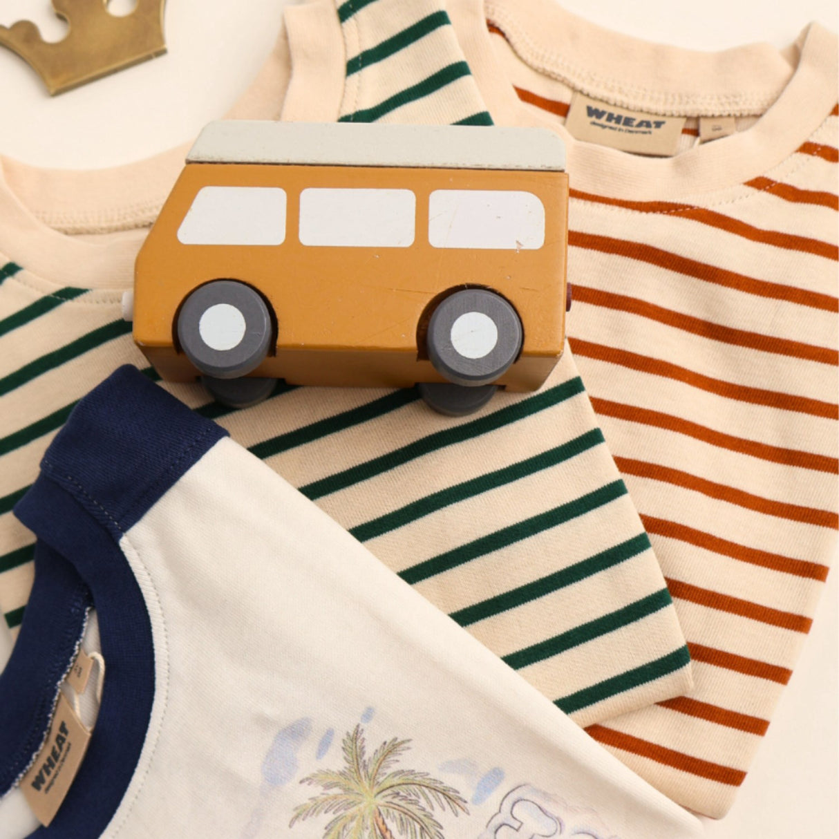 Wheat Warm Caramel Stripe T-shirt S/S Fabian