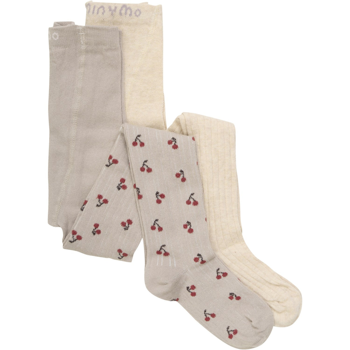 Minymo Light Taupe Strømpebukser Med Mønster 2-Pak