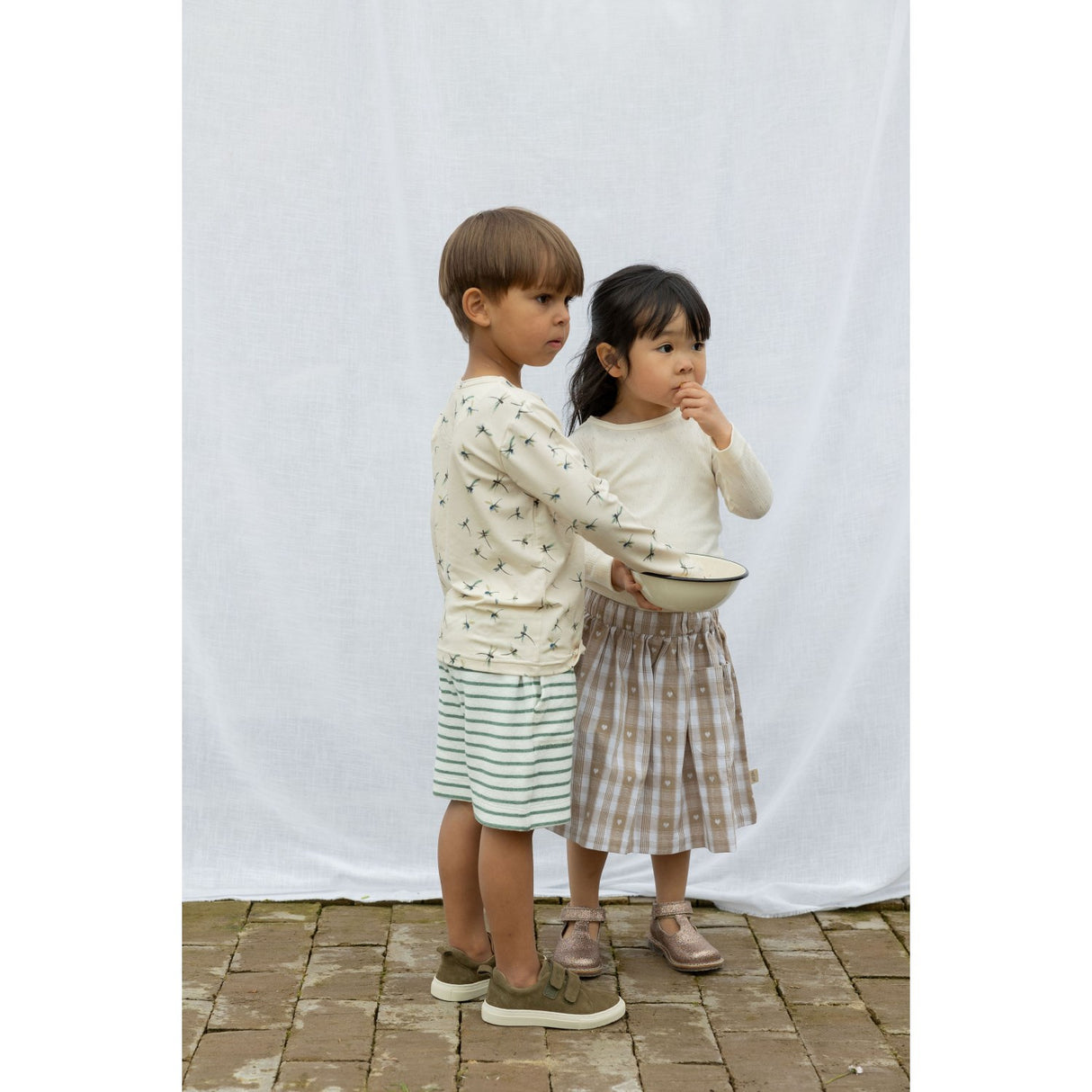 Petit Piao Off White Heart Nederdel Pocket Woven