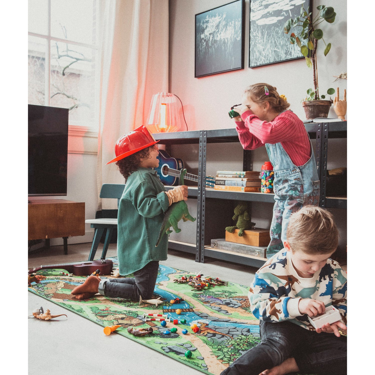 Rebel Roads Dino World Gulvtæppe - 95 X 200 Cm