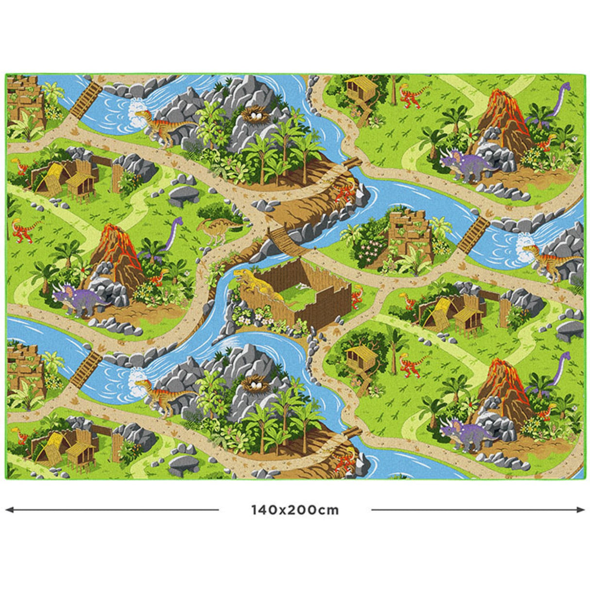 Rebel Roads Dino World Gulvtæppe - 140 X 200 Cm