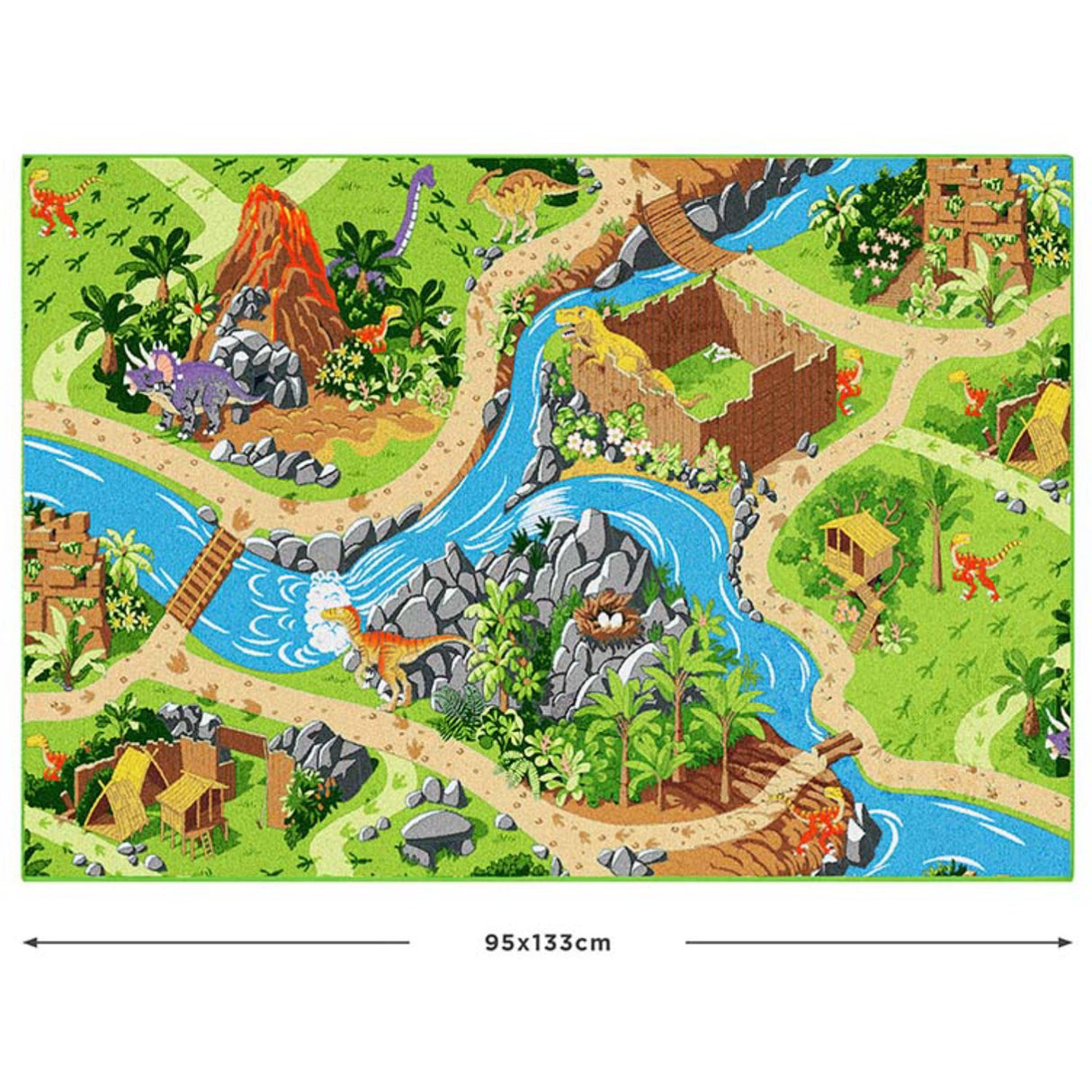 Rebel Roads Dino World Gulvtæppe - 95 X 133 Cm