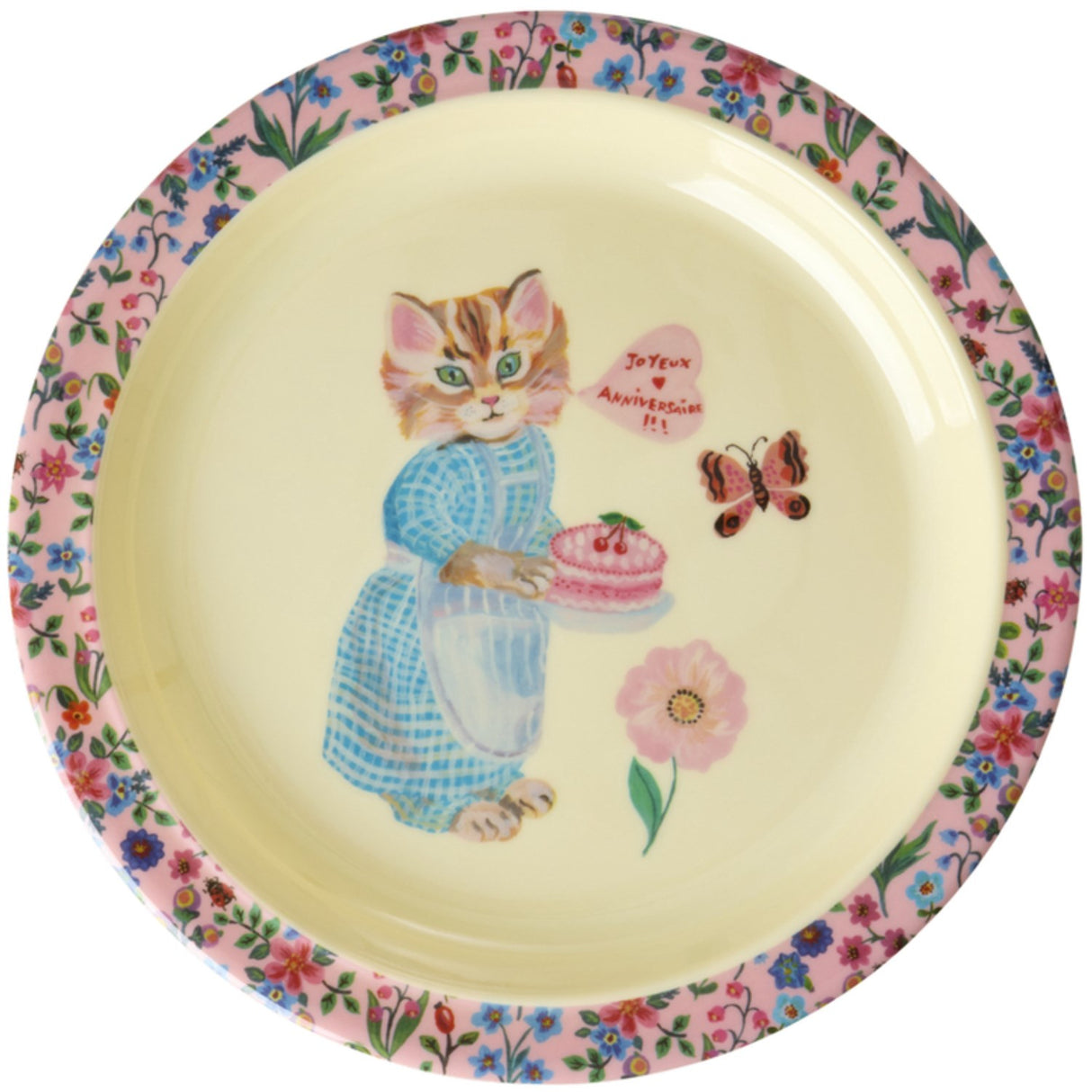 Rice Nathalie Lété Theme Pink Melamine Kids Frokosttallerken