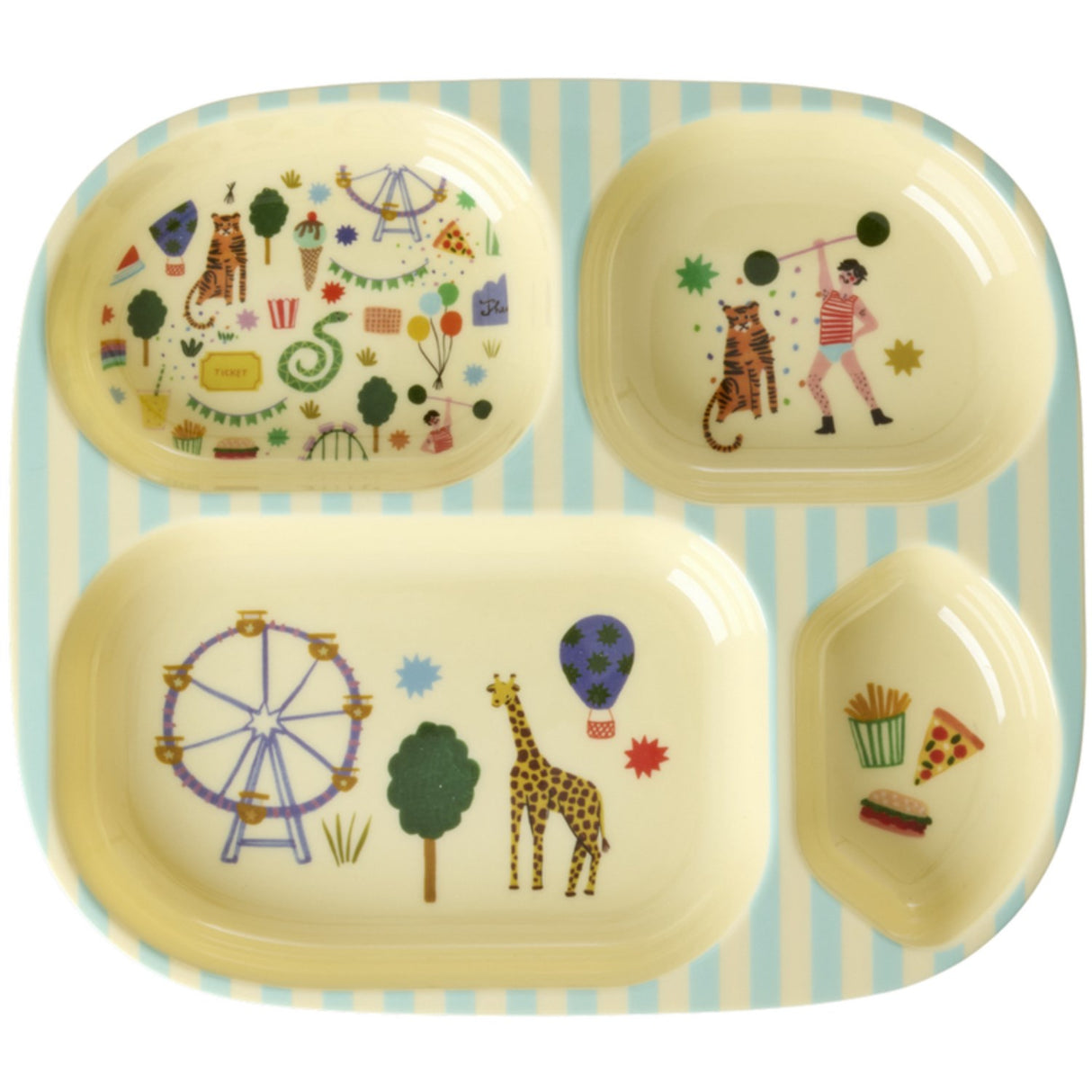 Rice Fun Fair Print Mint Melamine Kids 4-Rum Tallerken