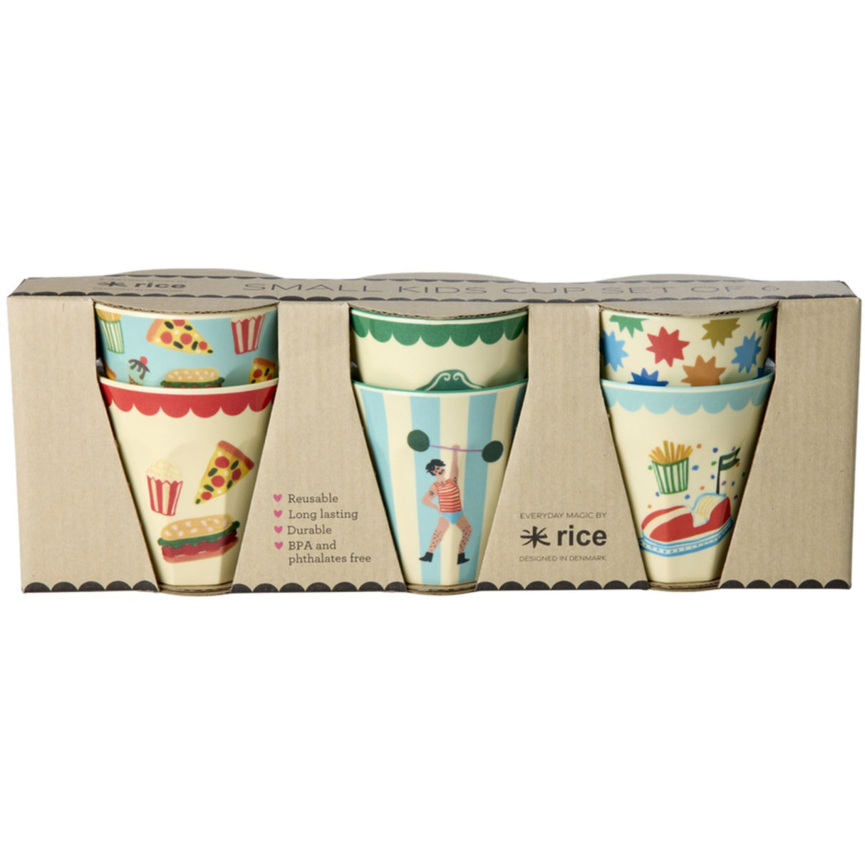 Rice Fun Fair Print Mint Melamine Kopper Small 6 Pak