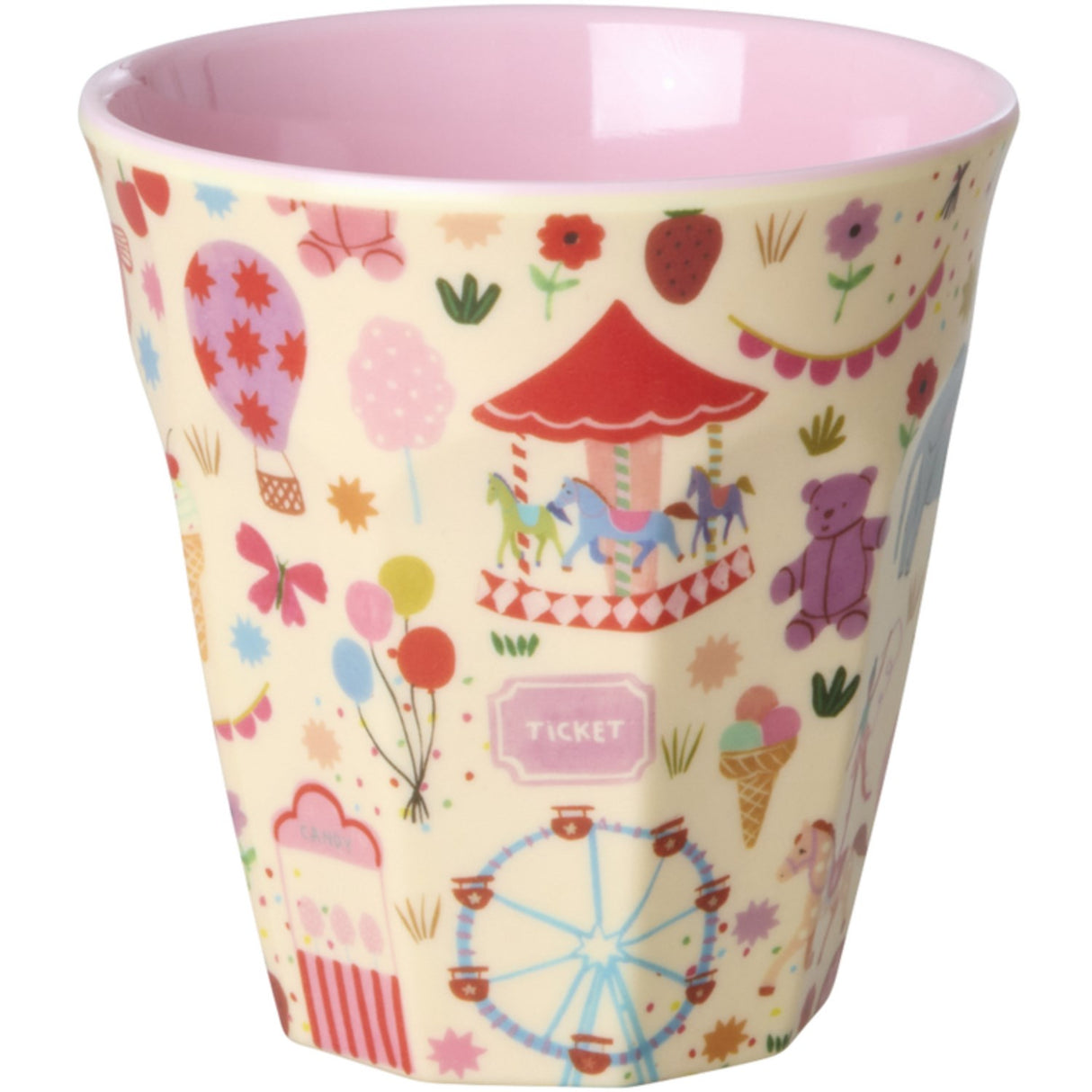 Rice Fun Fair Print Pink Melamine Kop Medium
