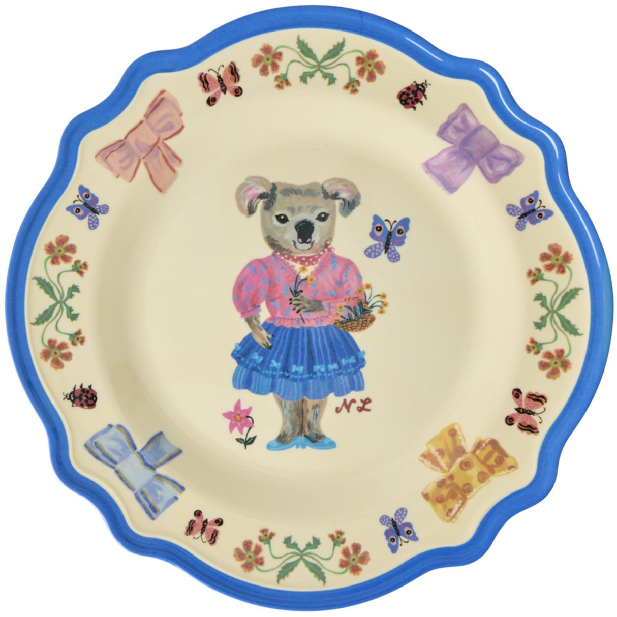 Rice Nathalie Lété Theme Blue Melamine Vintage Middagstallerken