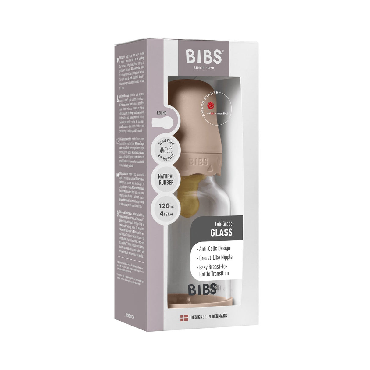 Bibs Blush Glass Boheme Baby Flaske Round Latex Slow Flow