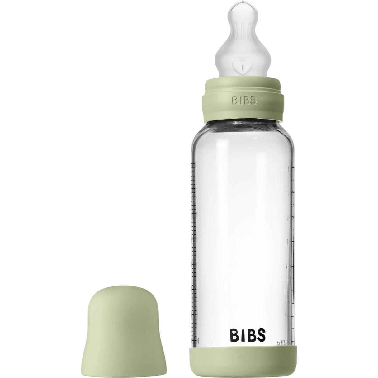 Bibs Sage Glass Baby Flaske Round Silicone Medium Flow