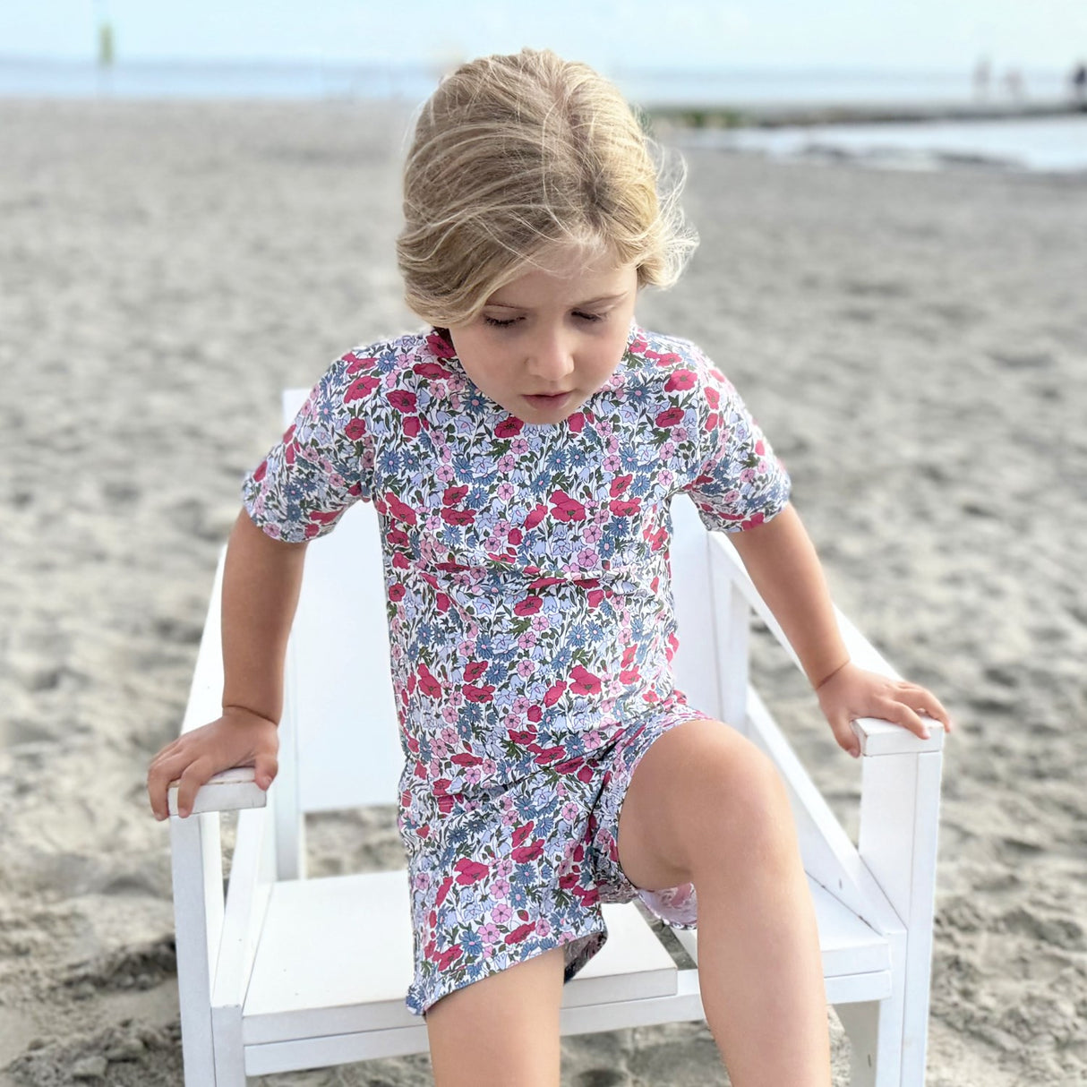 Petit Crabe Poppy & Daisy P Luna Boatneck Uv-T-Shirt - Lavet af Liberty© Stof