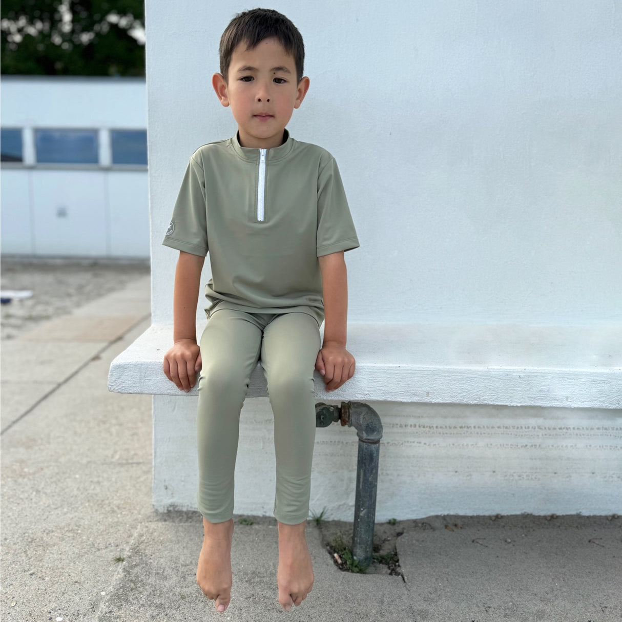 Petit Crabe Olive Max Half Zip Uv-Swim Bluse S/S