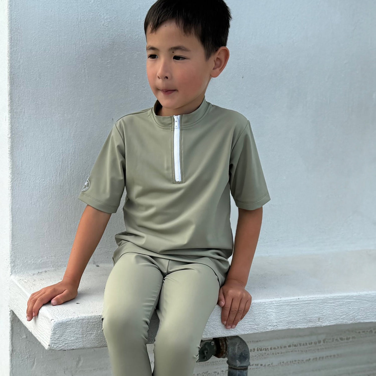 Petit Crabe Olive Max Half Zip Uv-Swim Bluse S/S