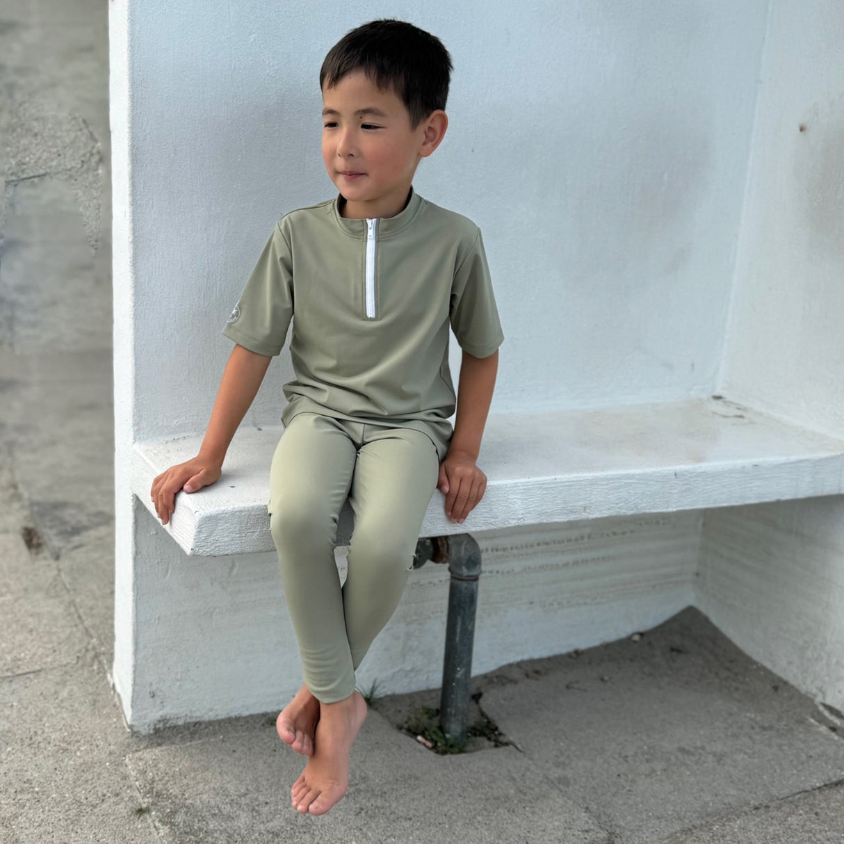 Petit Crabe Olive Max Half Zip Uv-Swim Bluse S/S